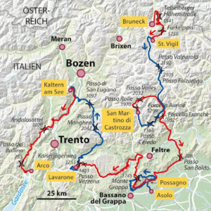 Strecke der Tour Transalp 2021 - iamcycling.de